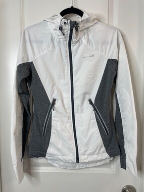 Avalanche White and Gray Hooded Running Jacket